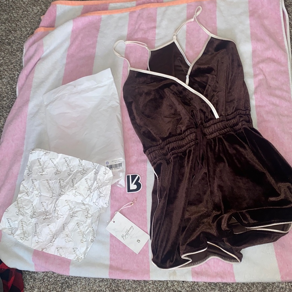 NWT sz S dark brown disco romper